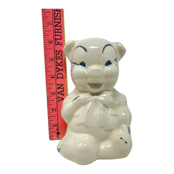 Ceramic Piggy Bank Vintage 1950-60s Anthropomorphic Pig Bow Tie Two - Picture 7 of 7